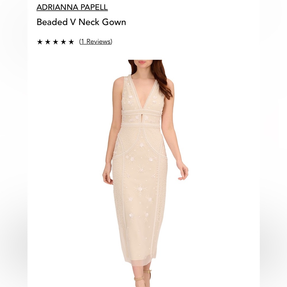 Adrianna Papell - Beaded Ankle V Neck Dress